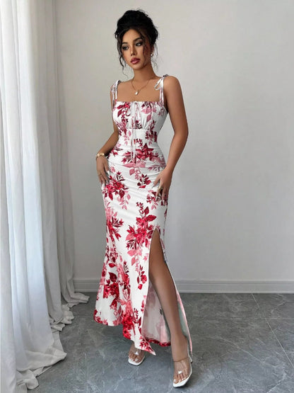 Tie Strap Slit Maxi Dress