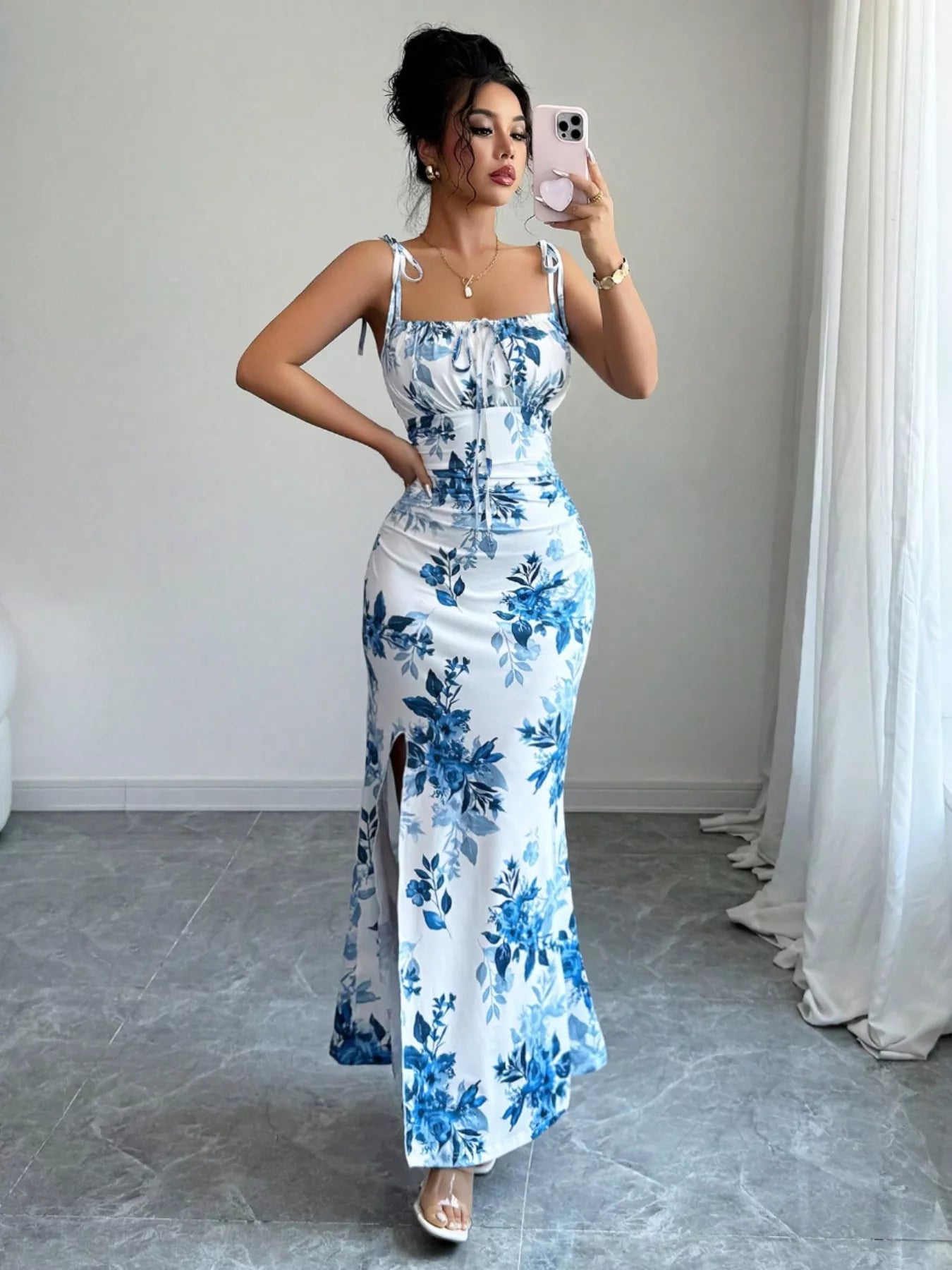 Tie Strap Slit Maxi Dress
