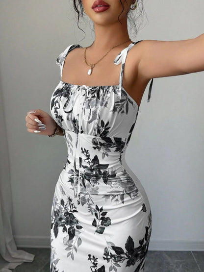 Tie Strap Slit Maxi Dress