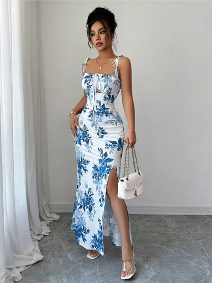 Tie Strap Slit Maxi Dress