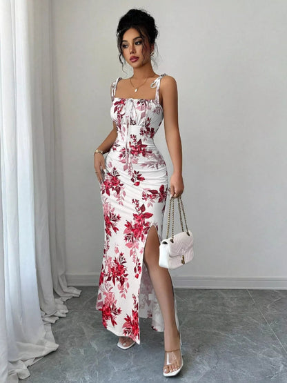 Tie Strap Slit Maxi Dress