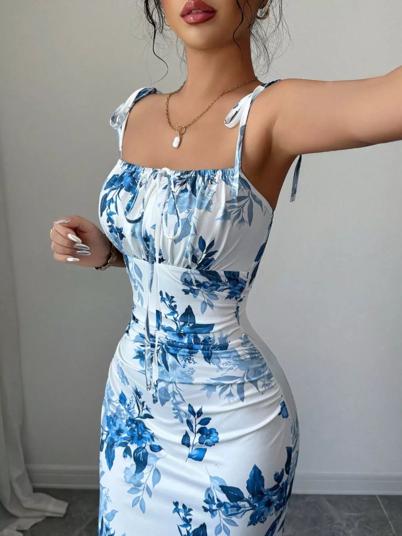Tie Strap Slit Maxi Dress