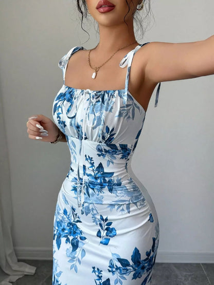 Tie Strap Slit Maxi Dress