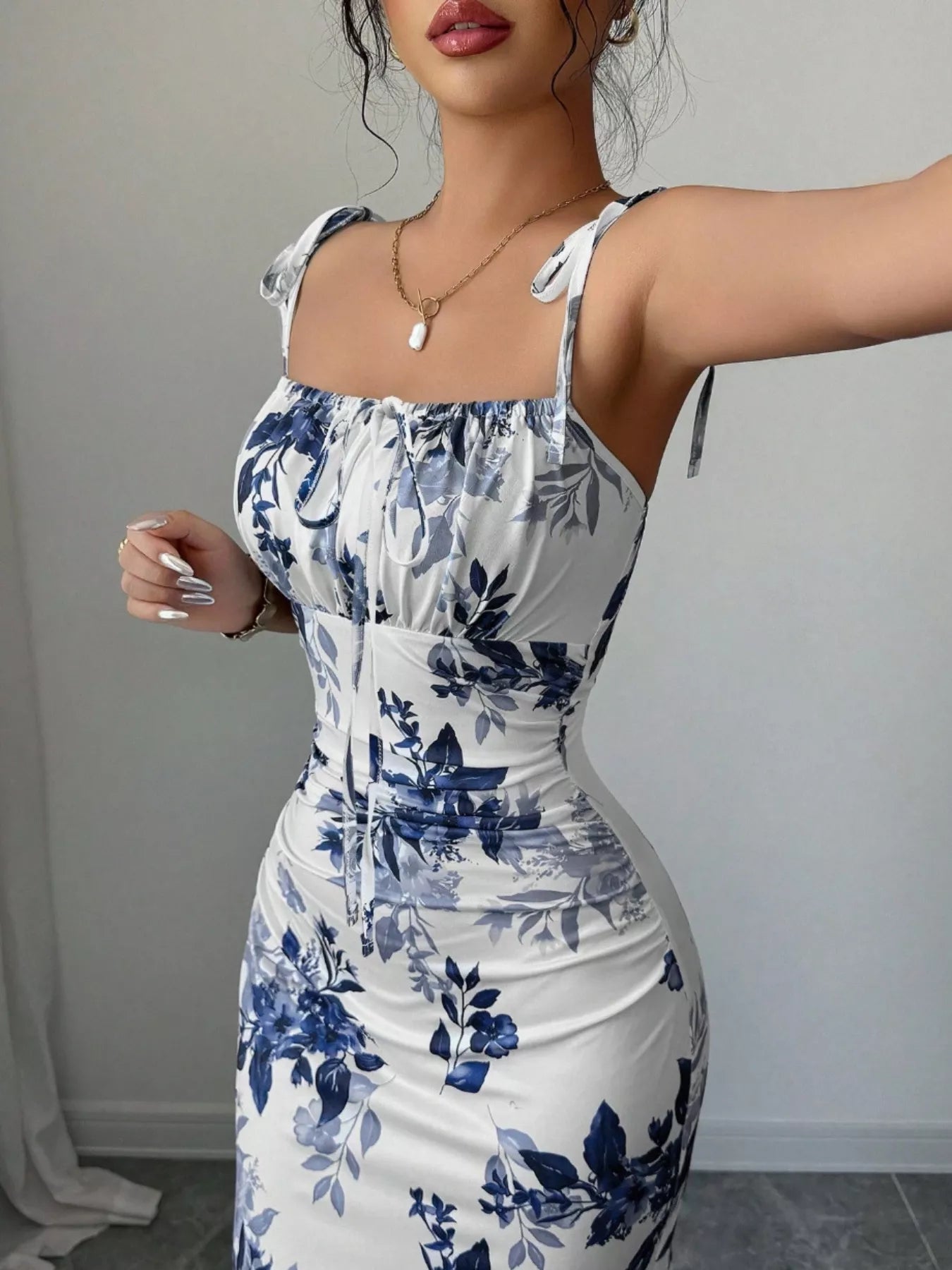 Tie Strap Slit Maxi Dress