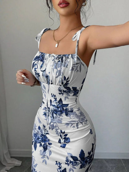 Tie Strap Slit Maxi Dress