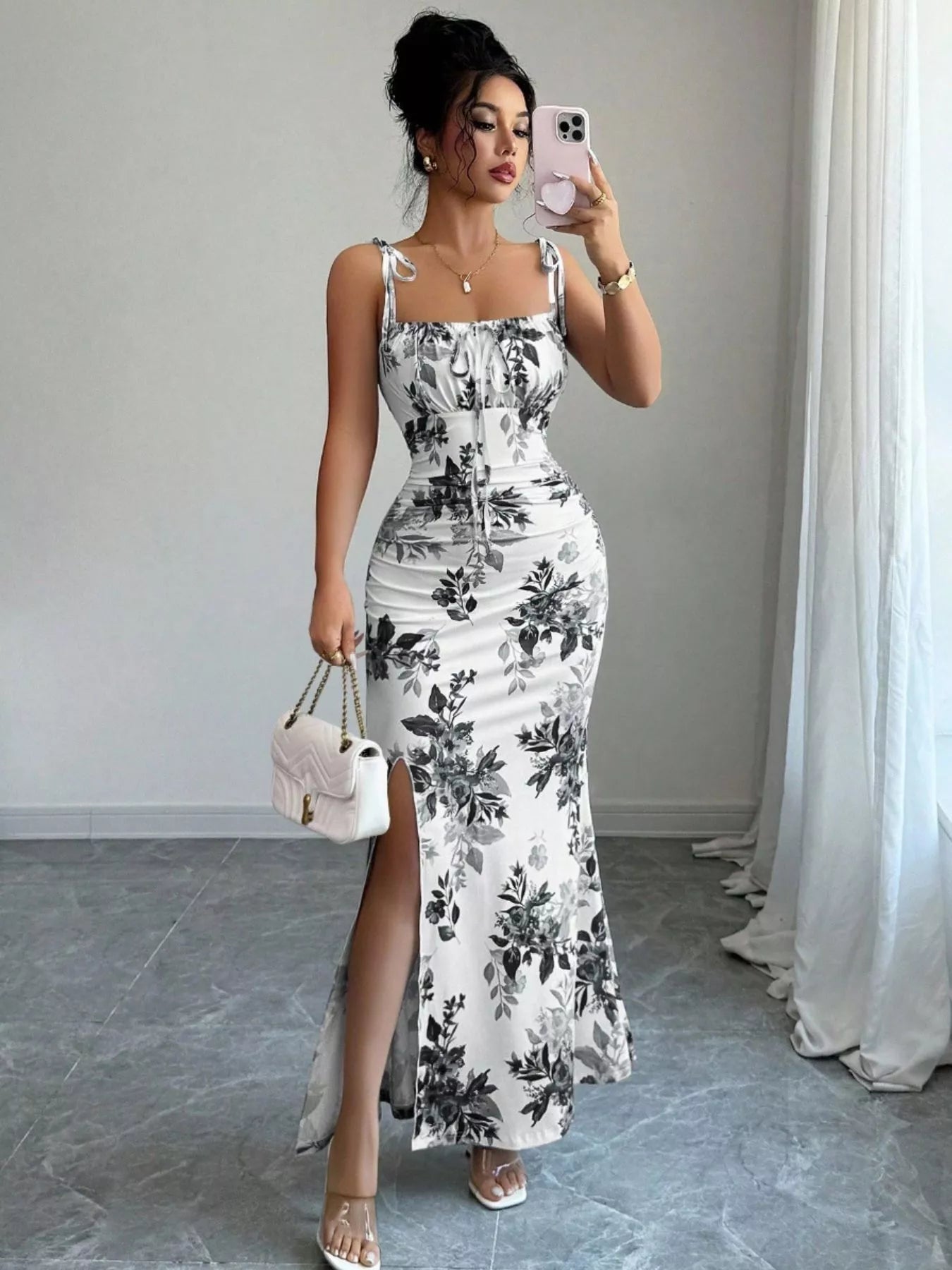 Tie Strap Slit Maxi Dress