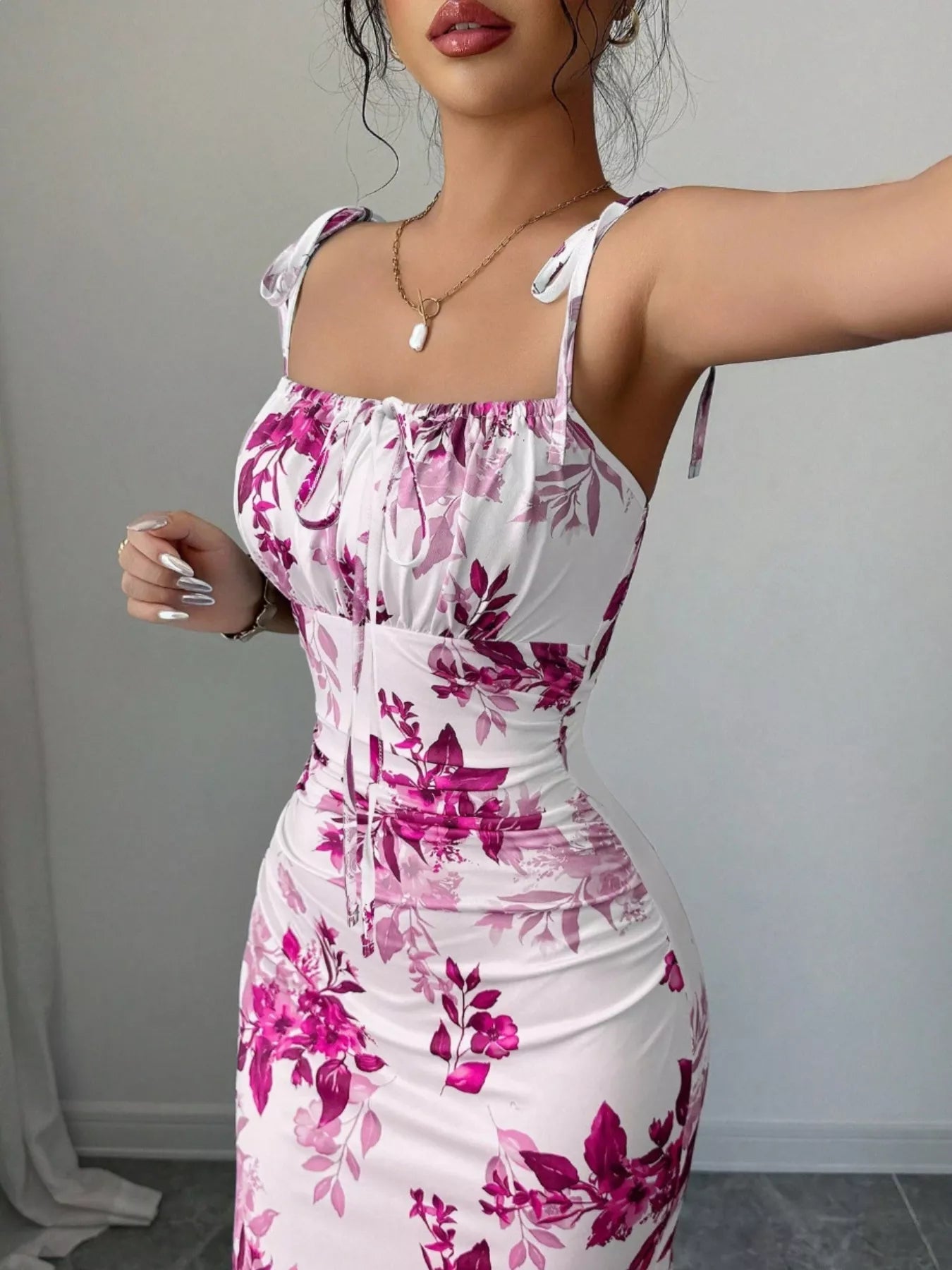 Tie Strap Slit Maxi Dress