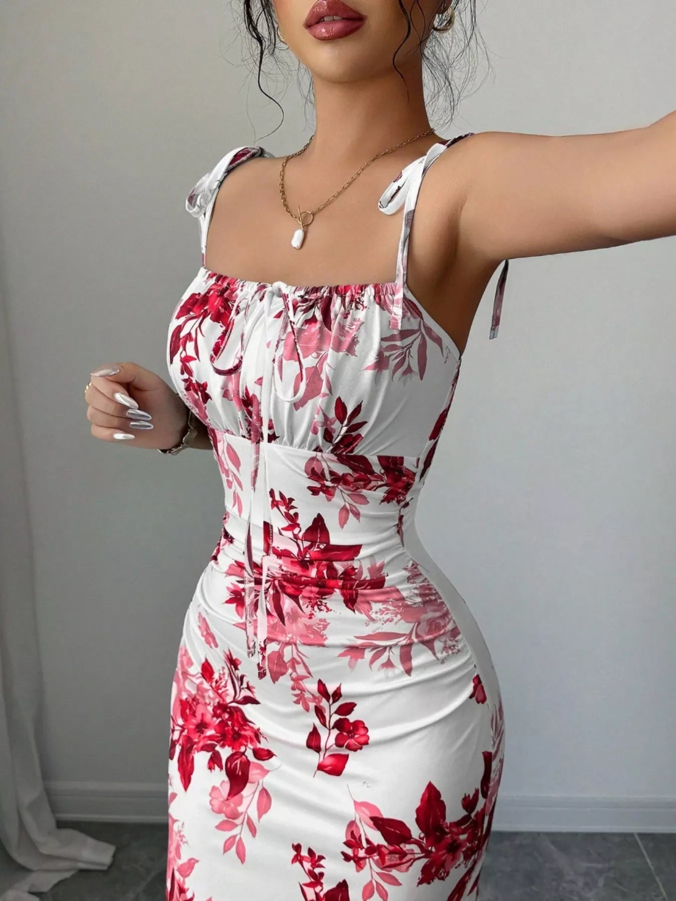 Tie Strap Slit Maxi Dress