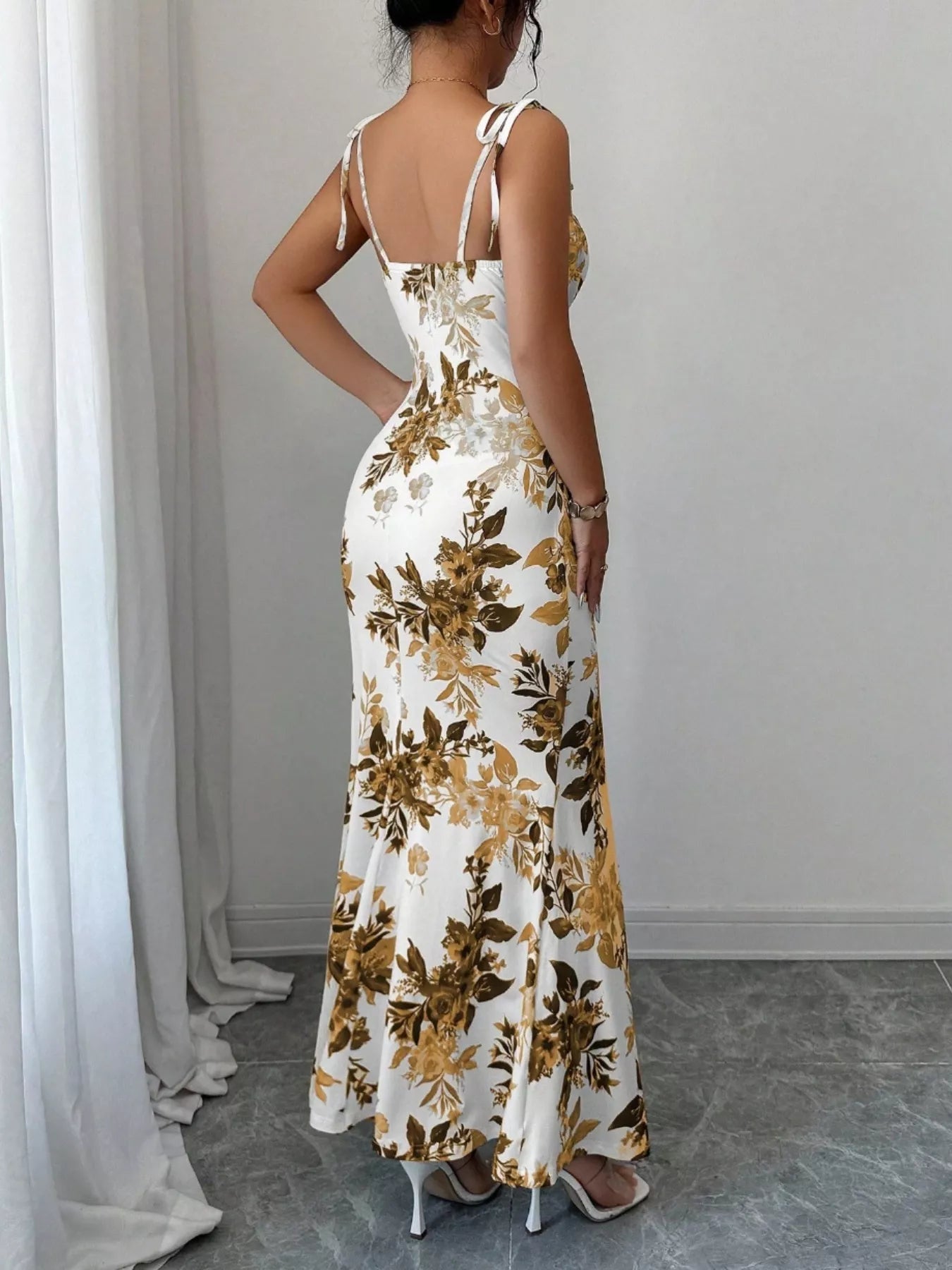 Tie Strap Slit Maxi Dress
