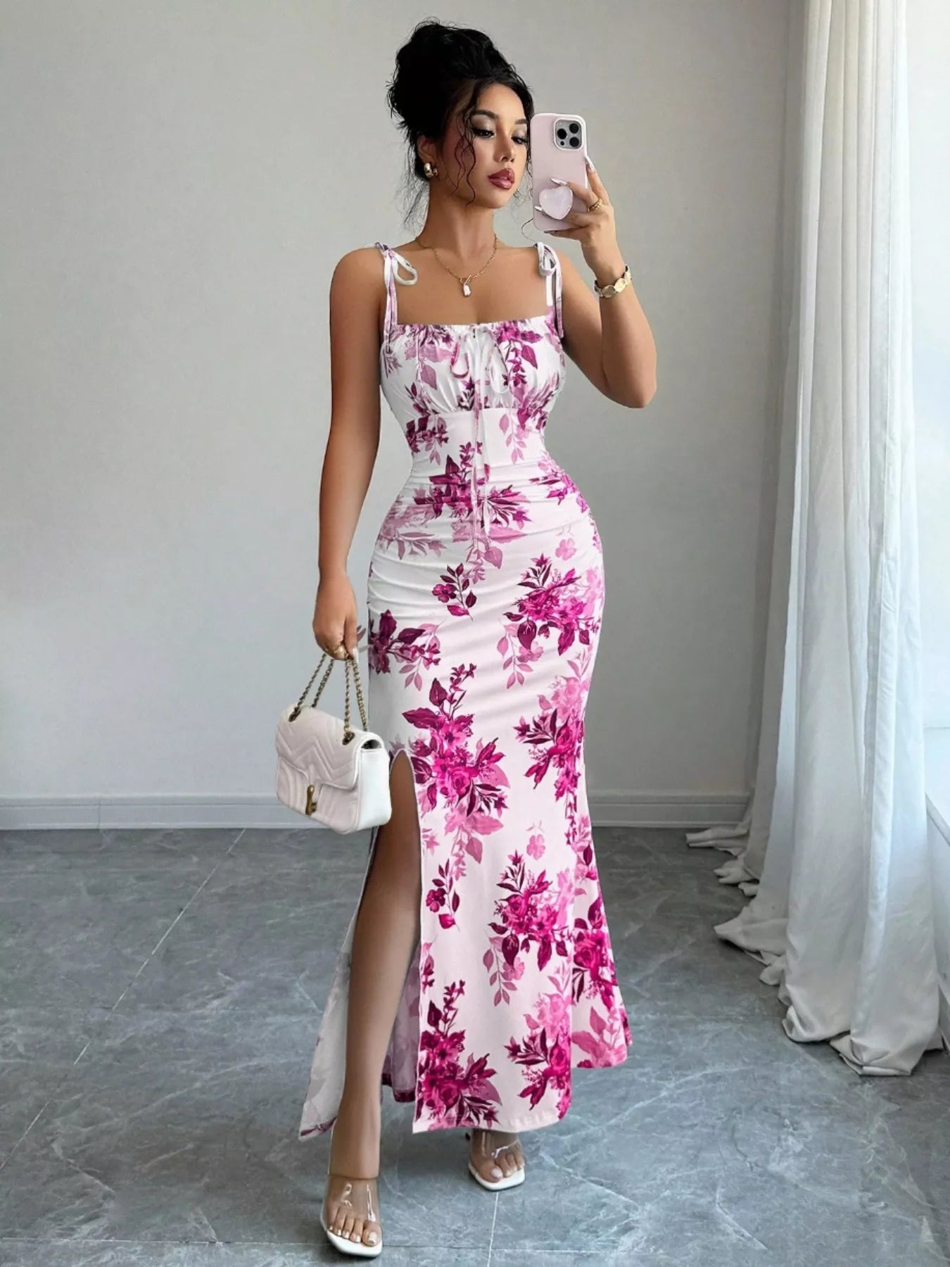 Tie Strap Slit Maxi Dress