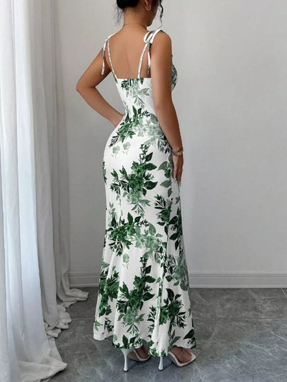 Tie Strap Slit Maxi Dress