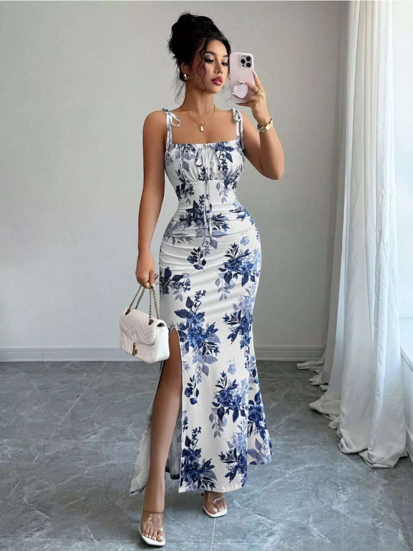 Tie Strap Slit Maxi Dress