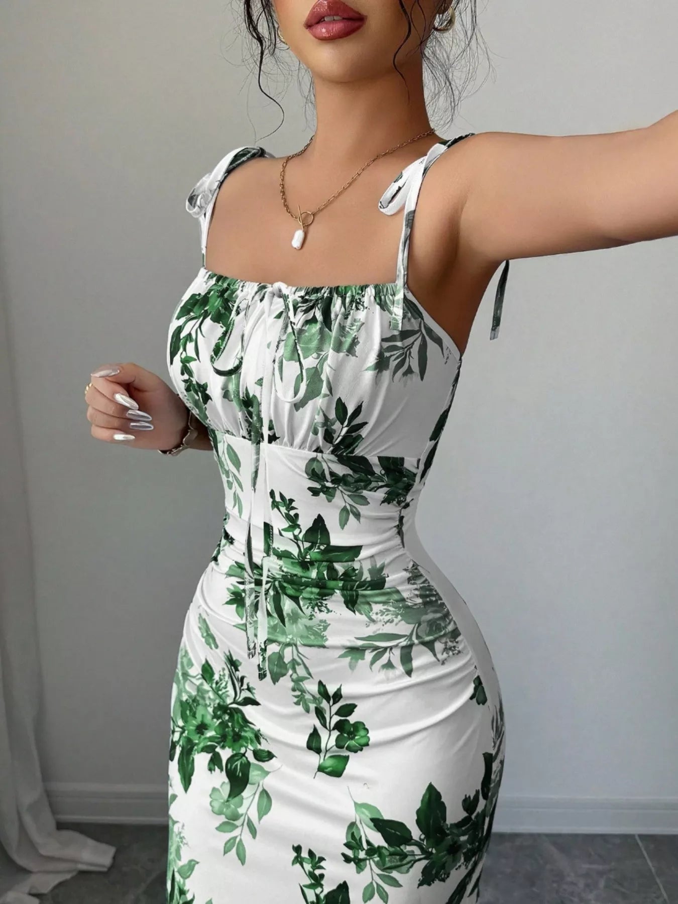 Tie Strap Slit Maxi Dress
