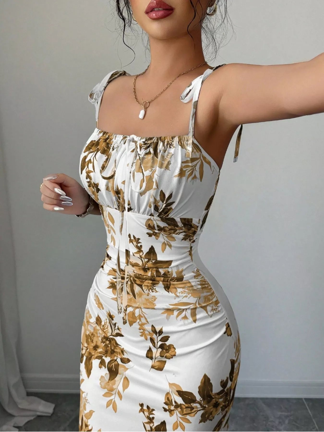 Tie Strap Slit Maxi Dress