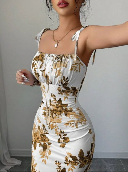 Tie Strap Slit Maxi Dress