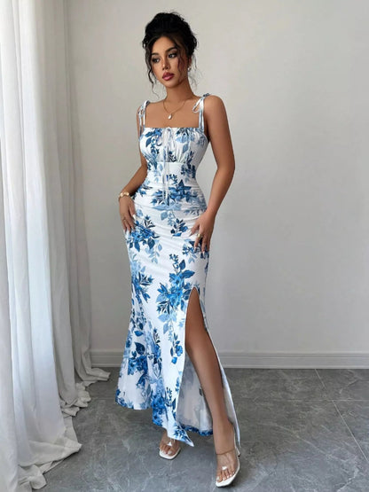 Tie Strap Slit Maxi Dress