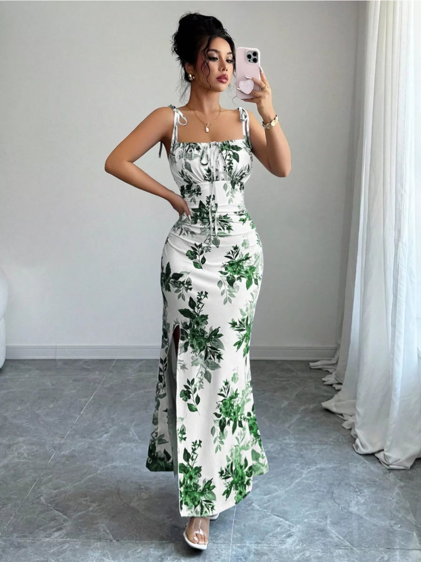 Tie Strap Slit Maxi Dress