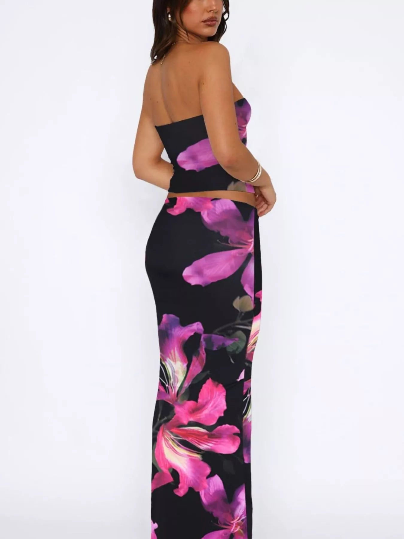 Printed Tube Top Skirt Set