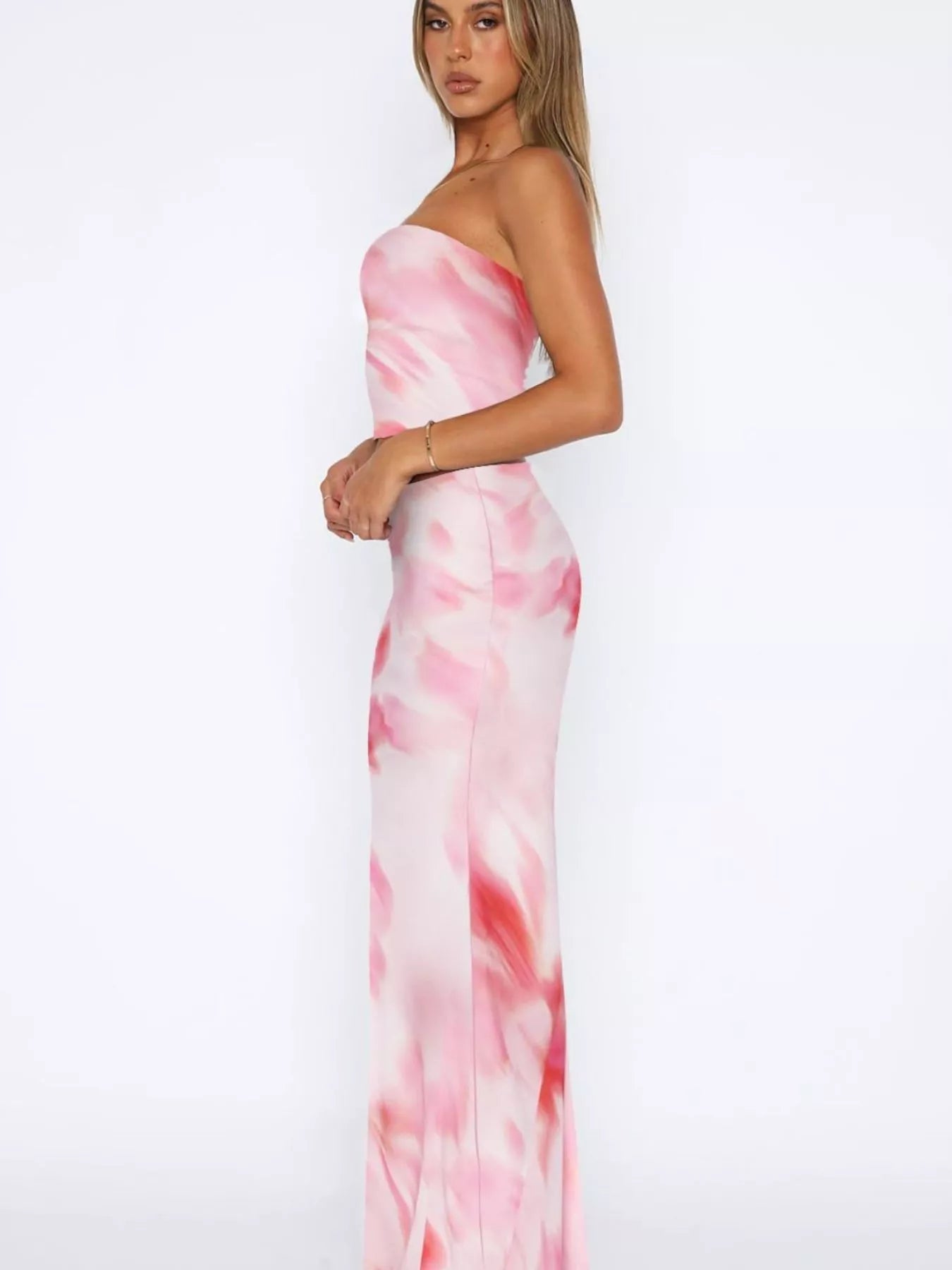 Printed Tube Top Skirt Set