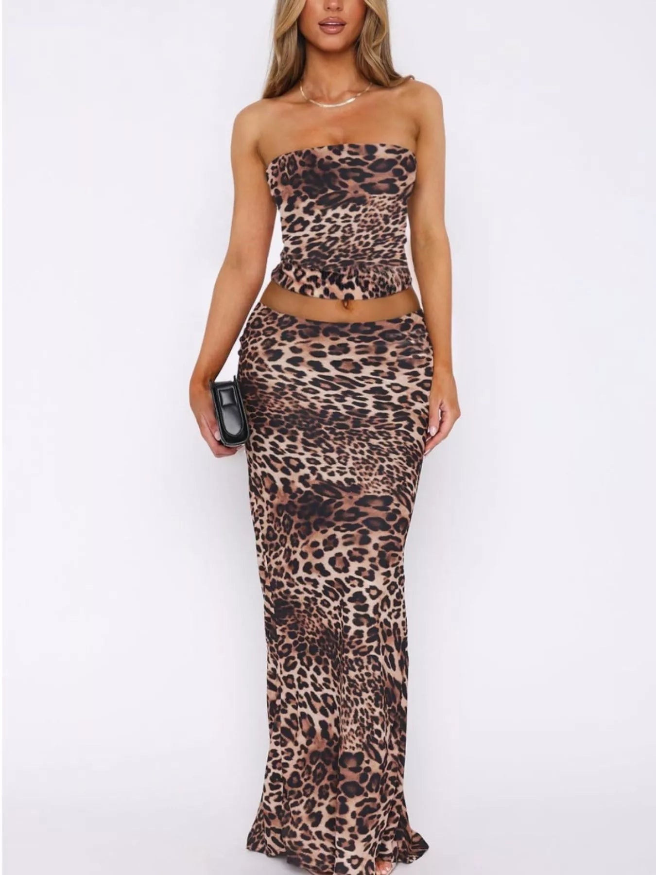 Printed Tube Top Skirt Set