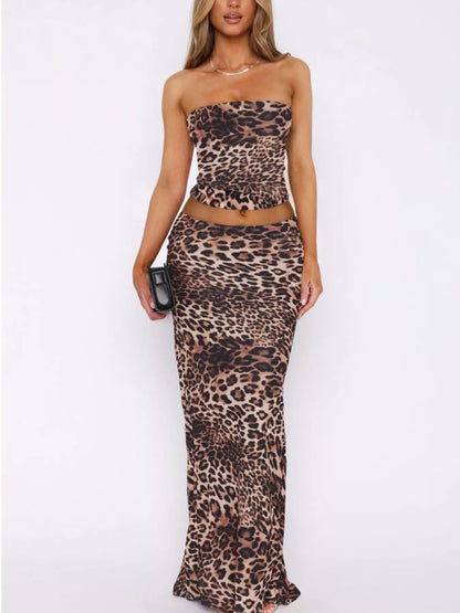 Printed Tube Top Skirt Set