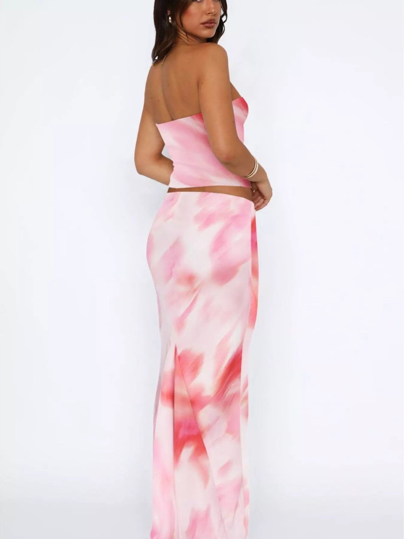 Printed Tube Top Skirt Set
