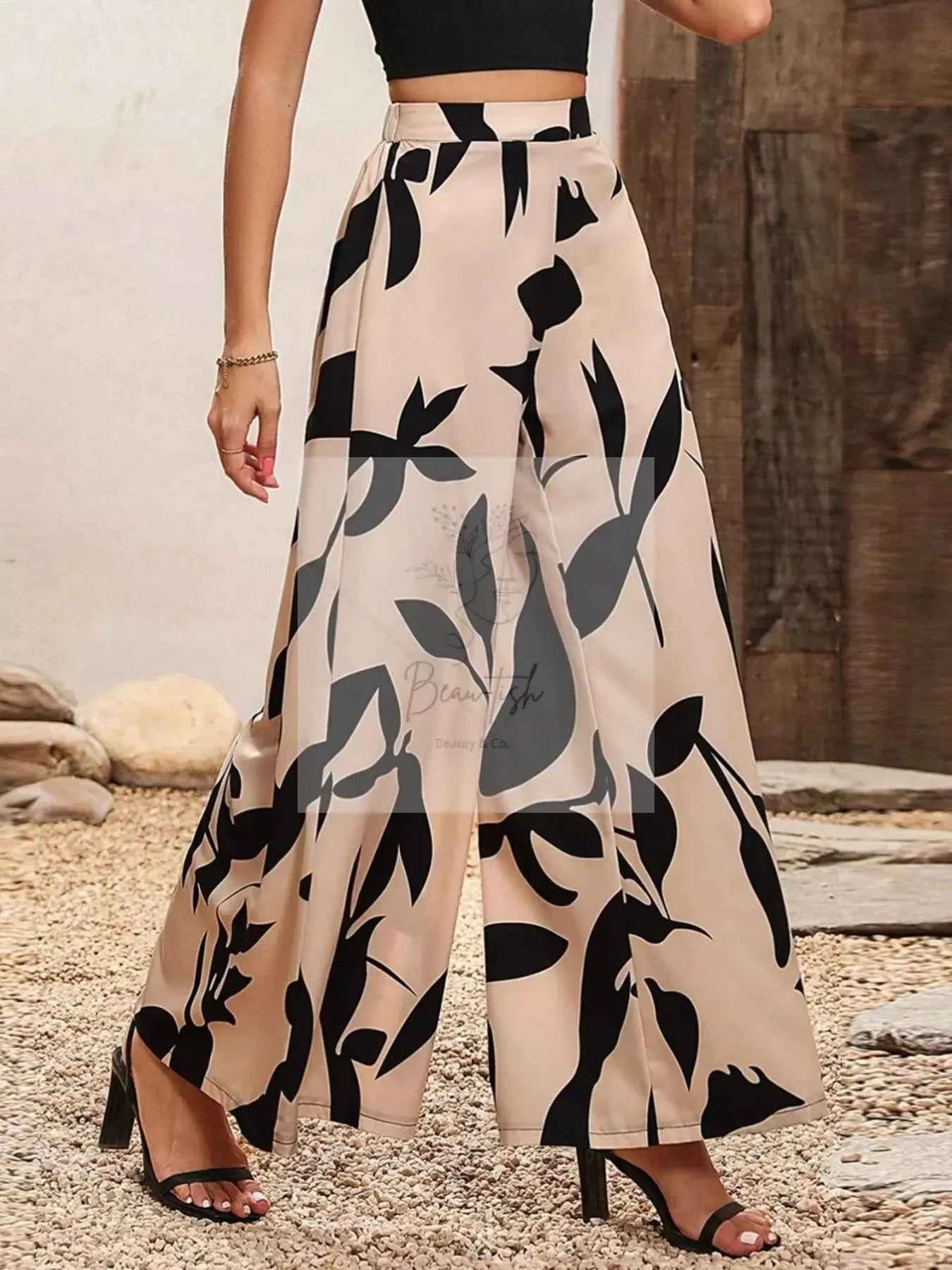 Printed Wide Leg Pants