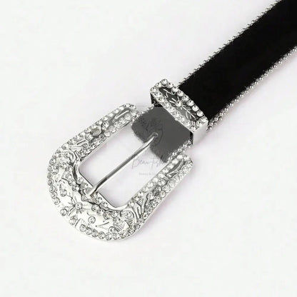 PU Leather Inlaid Rhinestone Belt