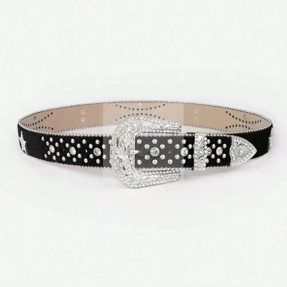 PU Leather Inlaid Rhinestone Belt