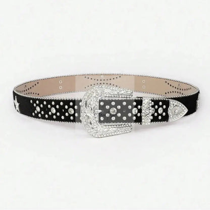 PU Leather Inlaid Rhinestone Belt