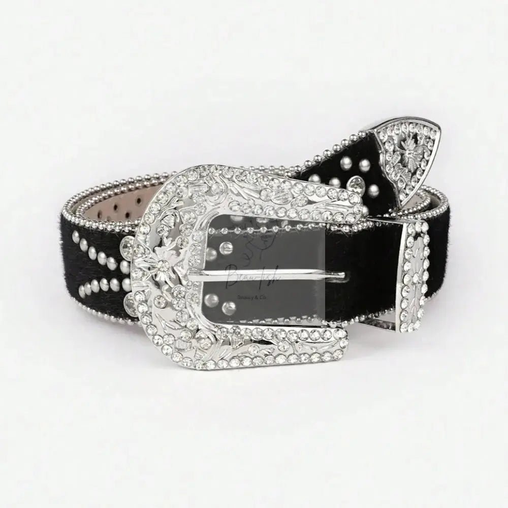 PU Leather Inlaid Rhinestone Belt