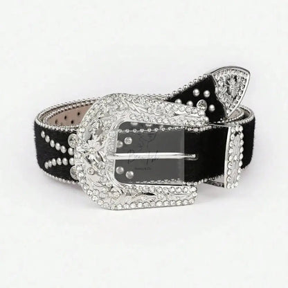 PU Leather Inlaid Rhinestone Belt