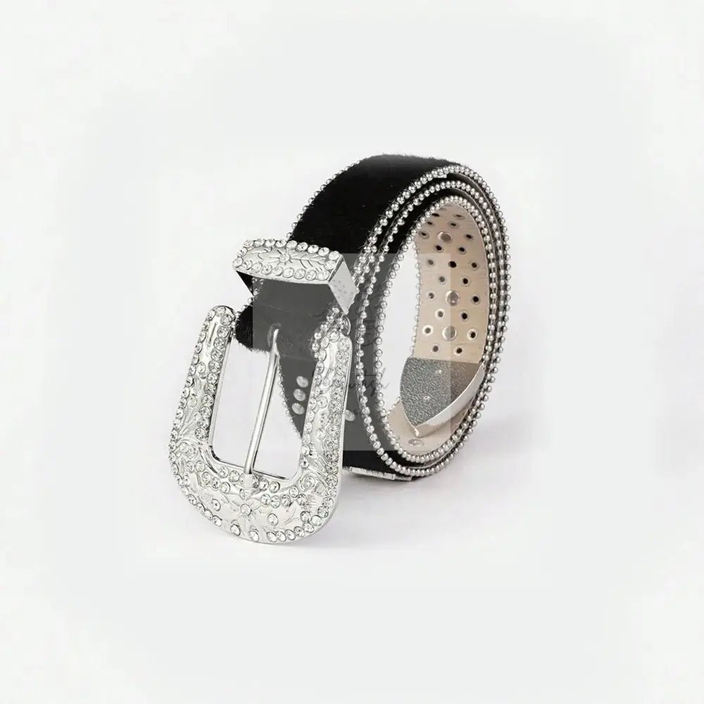 PU Leather Inlaid Rhinestone Belt