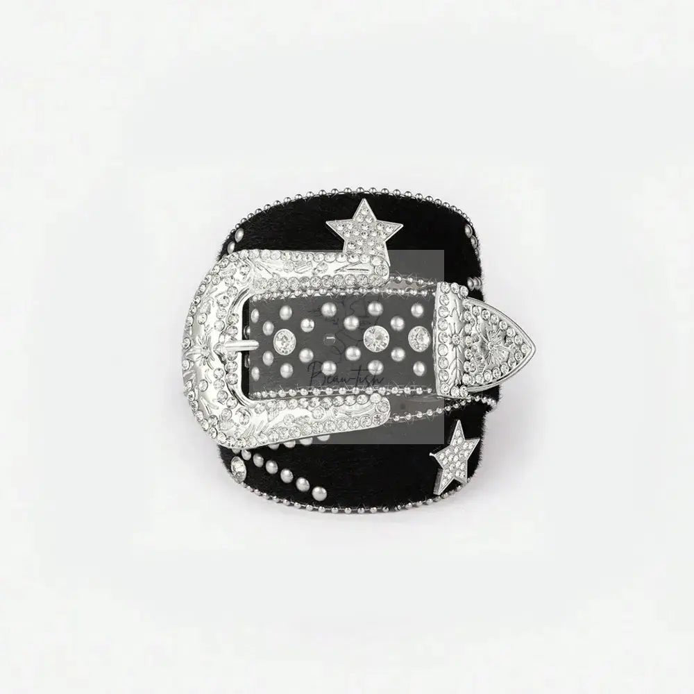 PU Leather Inlaid Rhinestone Belt
