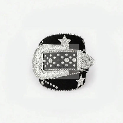 PU Leather Inlaid Rhinestone Belt