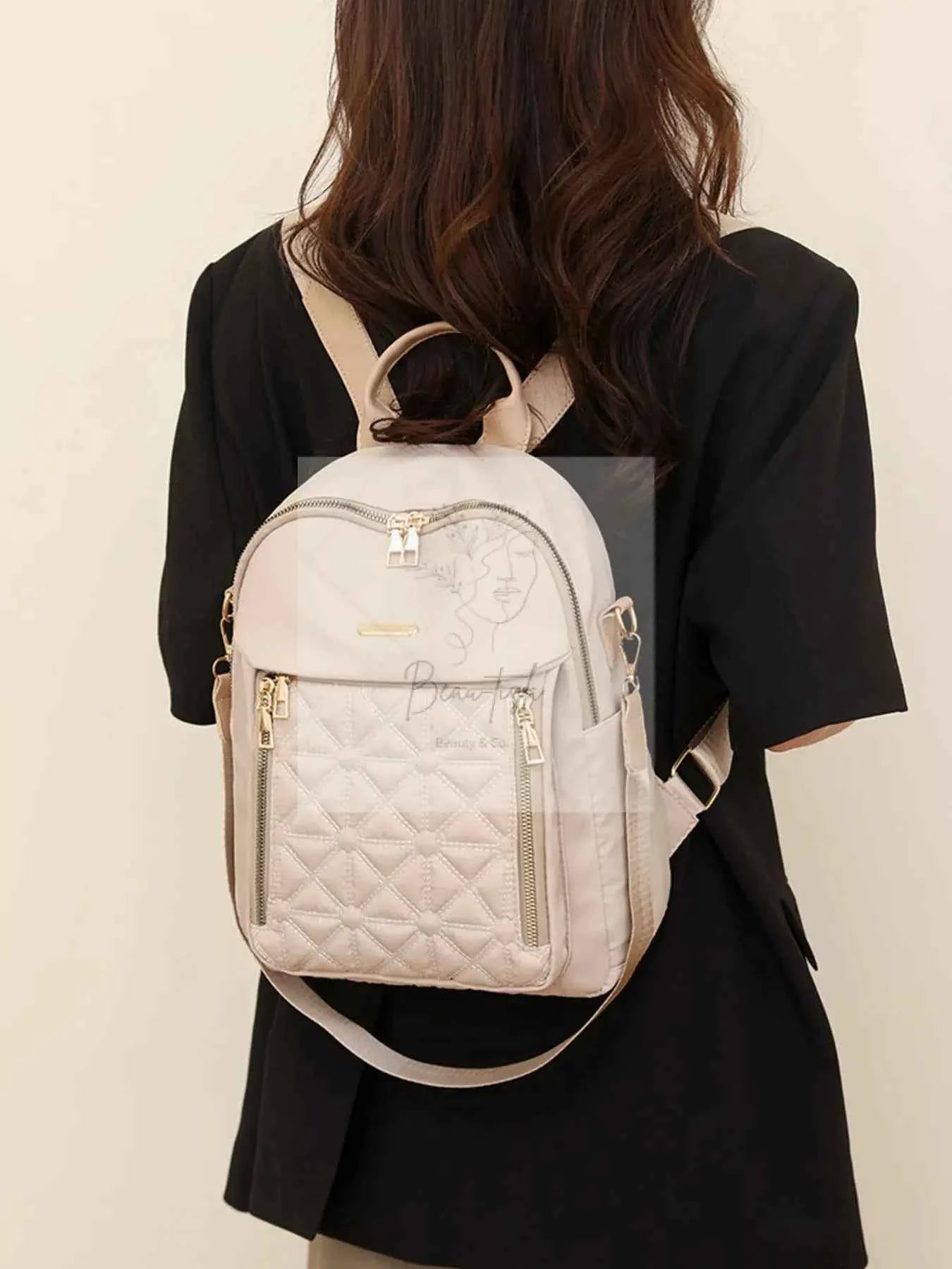 Quilted Oxford Cloth Backpack Bag