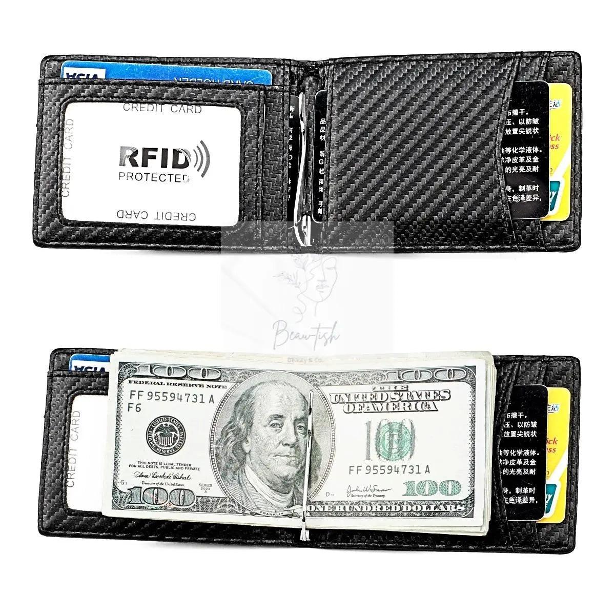Rfid-blocking Carbon Fiber Men Wallet - Sleek & Secure