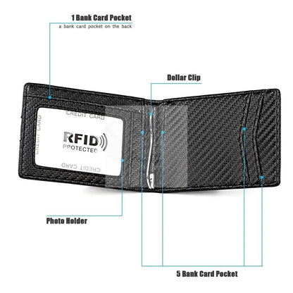 Rfid-blocking Carbon Fiber Men Wallet - Sleek & Secure