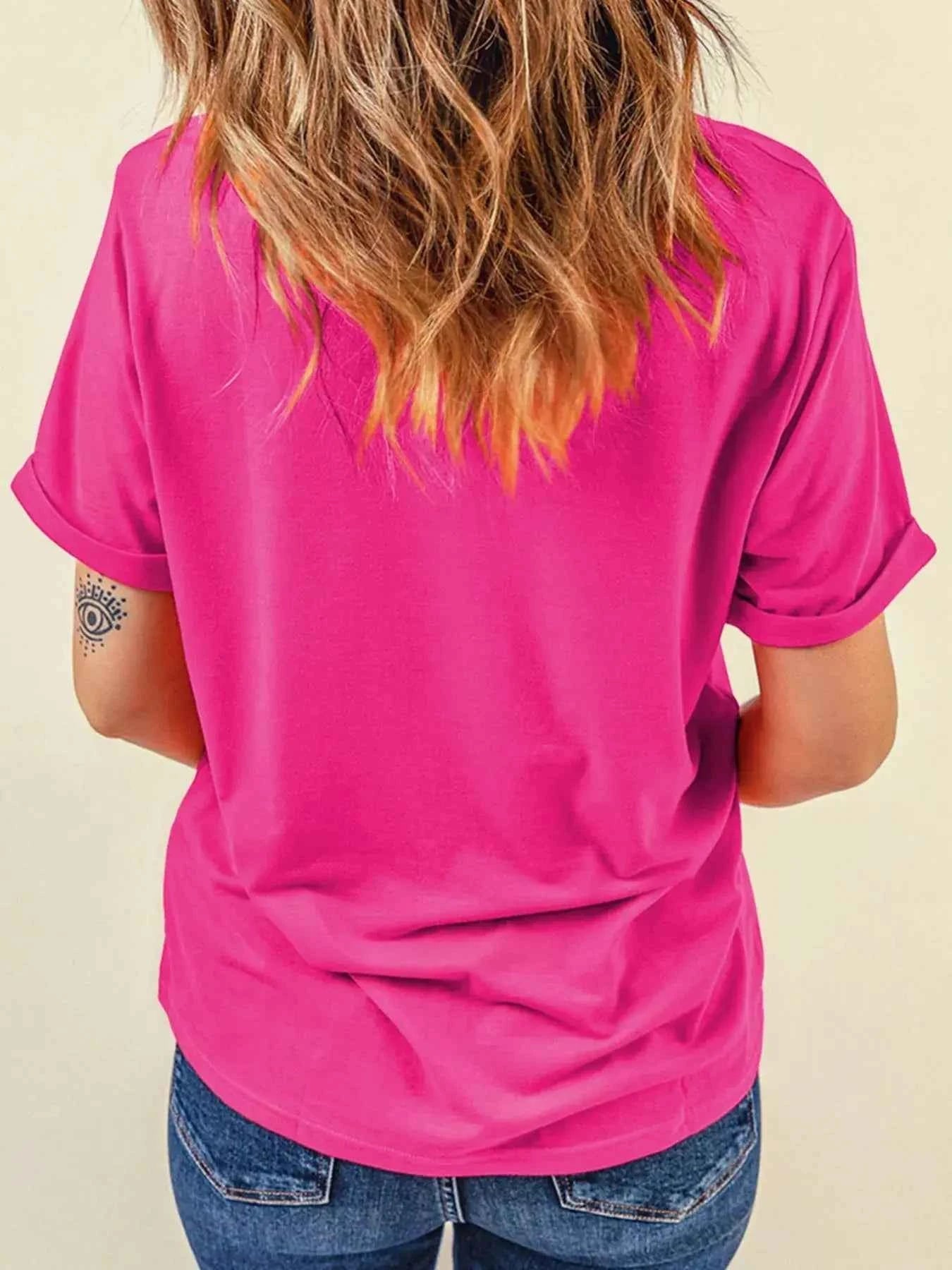 Rhinestone Heart Graphic Crew Neck Valentines Tee