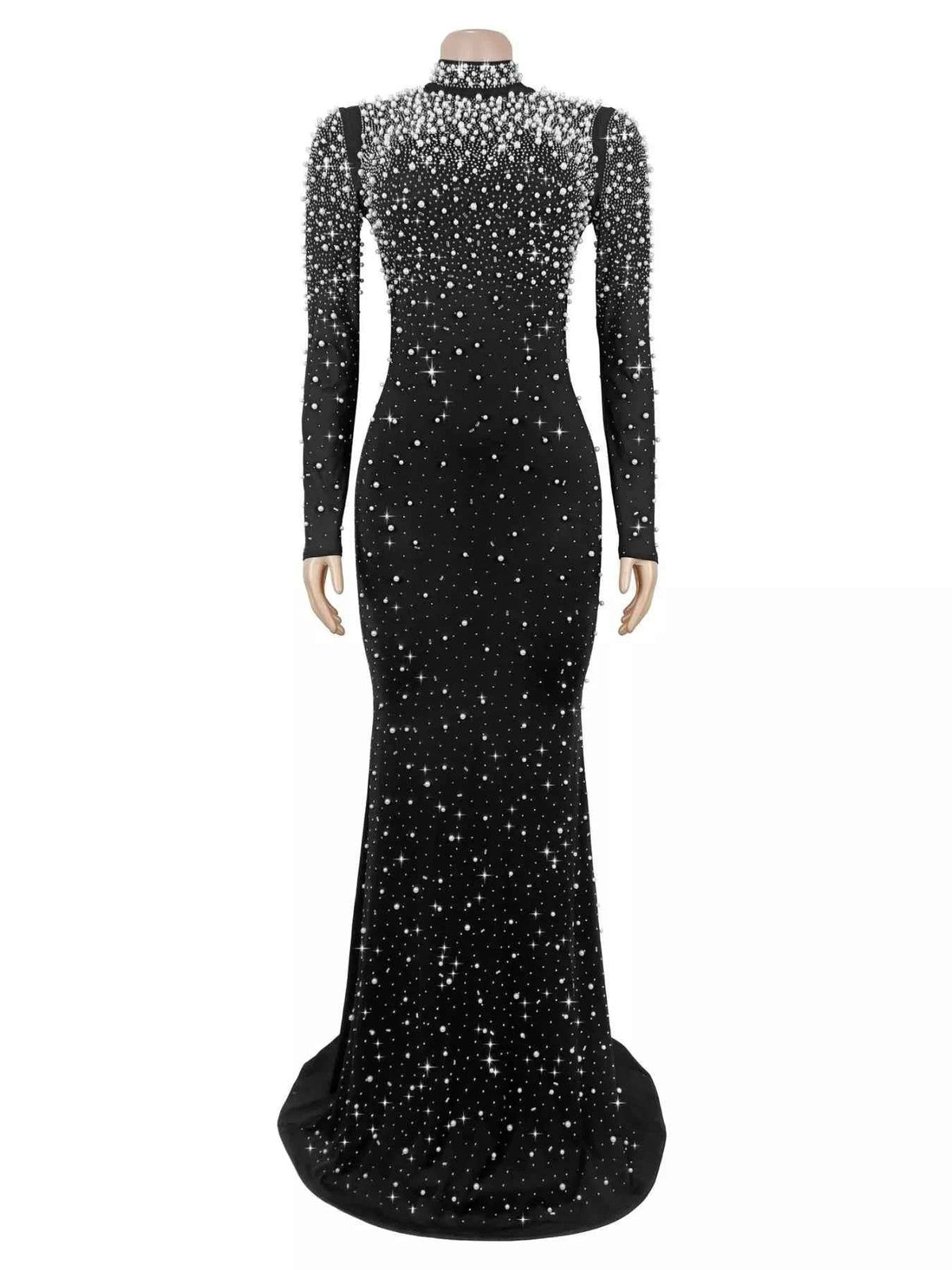 Rhinestone Long Sleeve Mermaid Maxi Dress