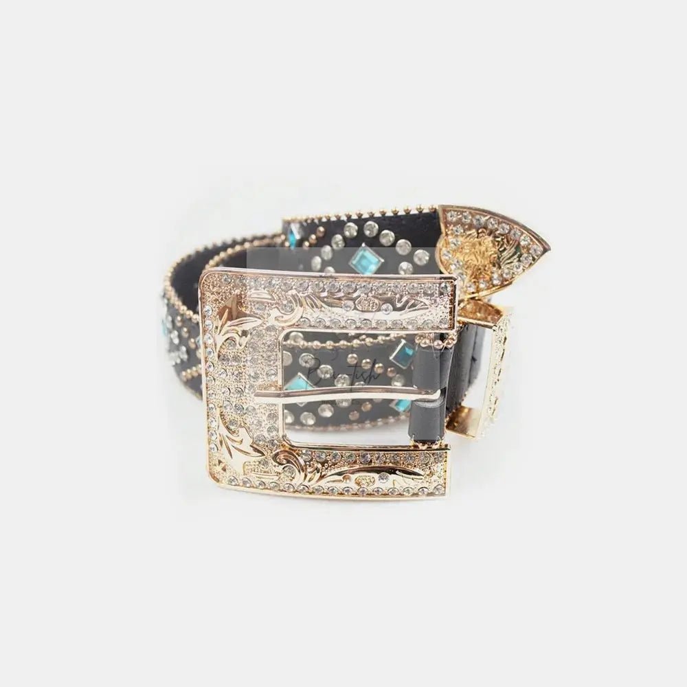 Rhinestone PU Leather Belt