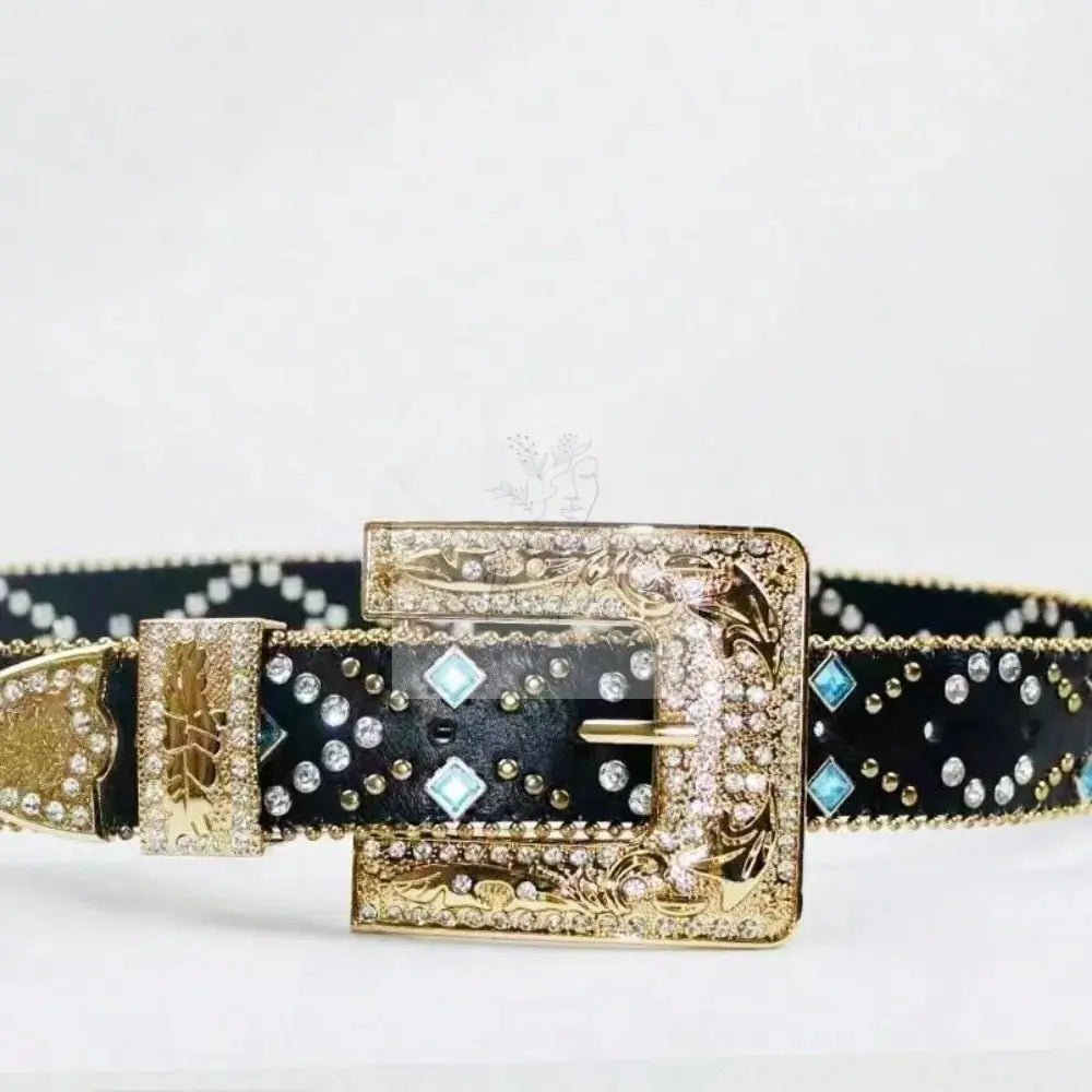 Rhinestone PU Leather Belt