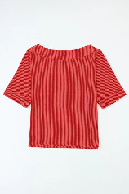 Ribbed Knit Off-Shoulder Blouse