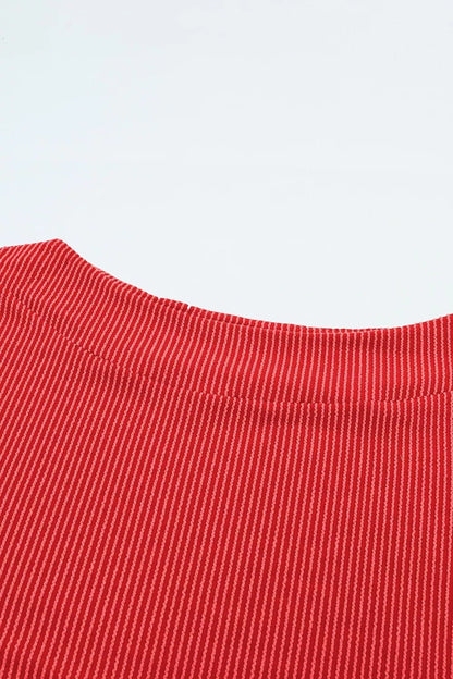 Ribbed Knit Off-Shoulder Blouse