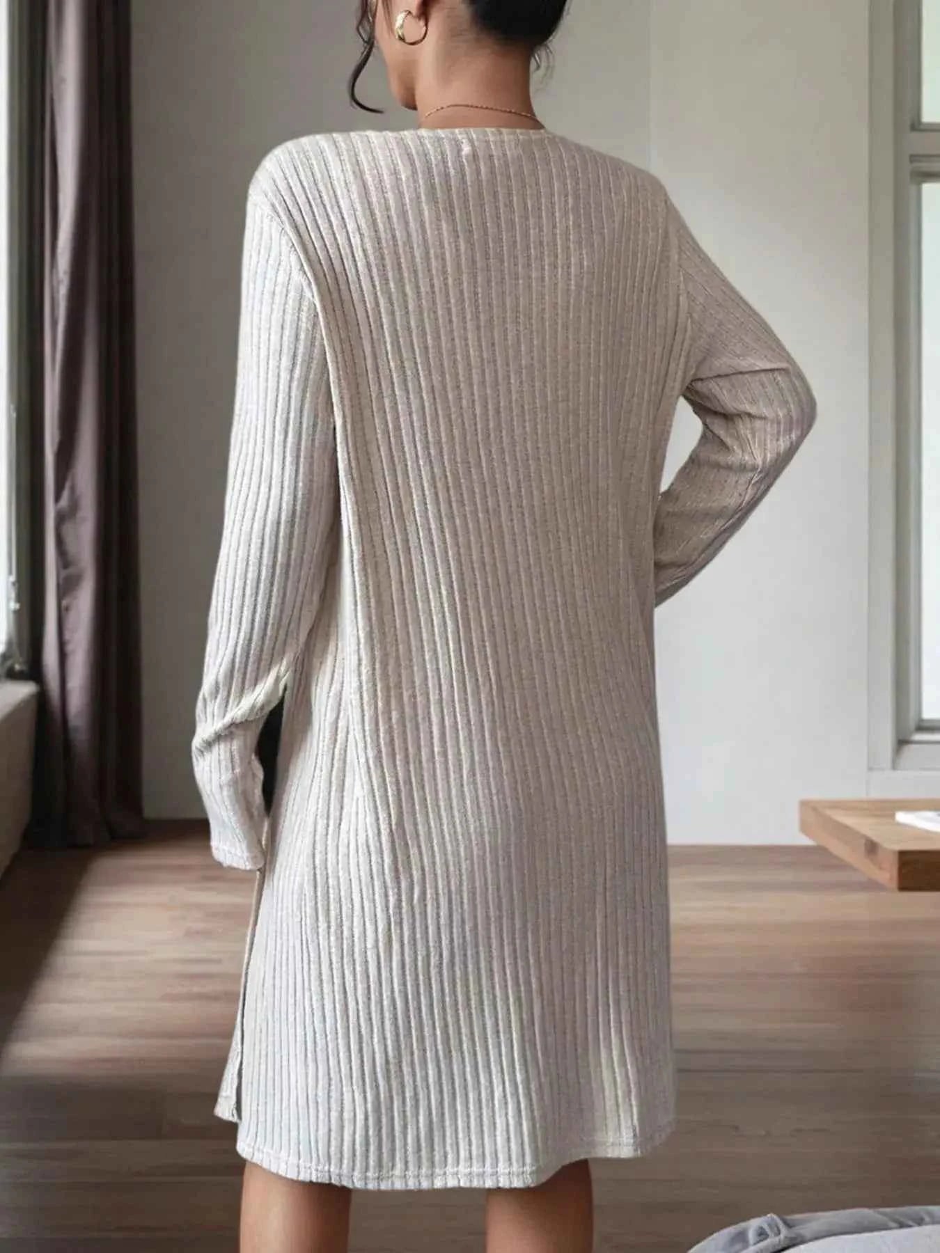Ribbed Knit Tank Dress and Cardigan Set
