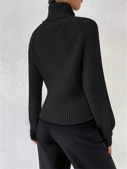Ribbed Knit Turtleneck Sweater