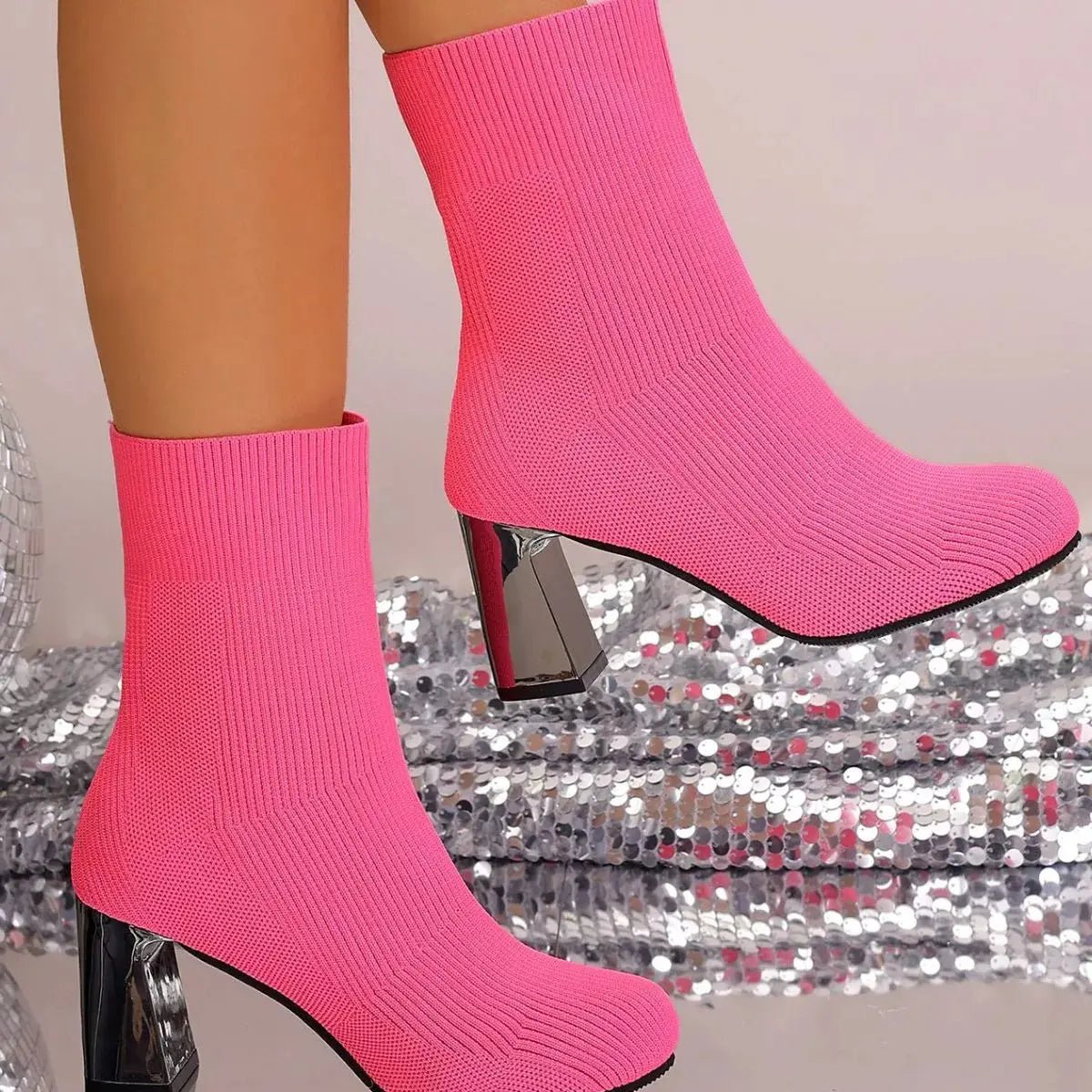 Round Toe Block Heels Boots