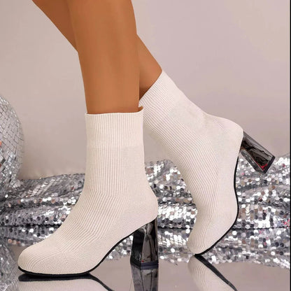 Round Toe Block Heels Boots