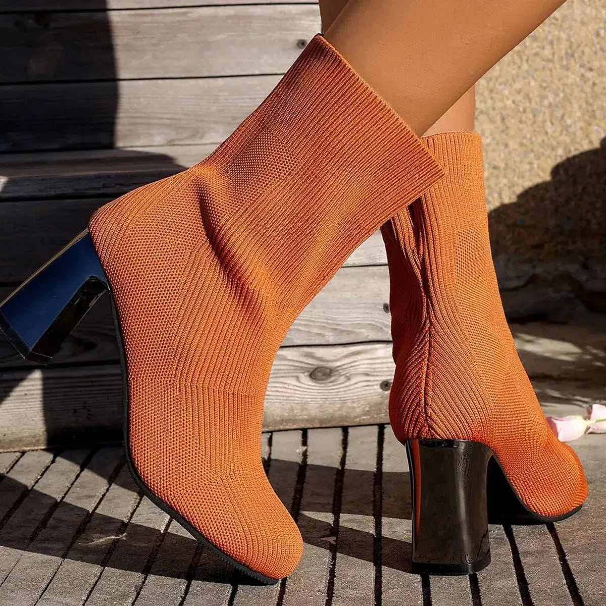 Round Toe Block Heels Boots