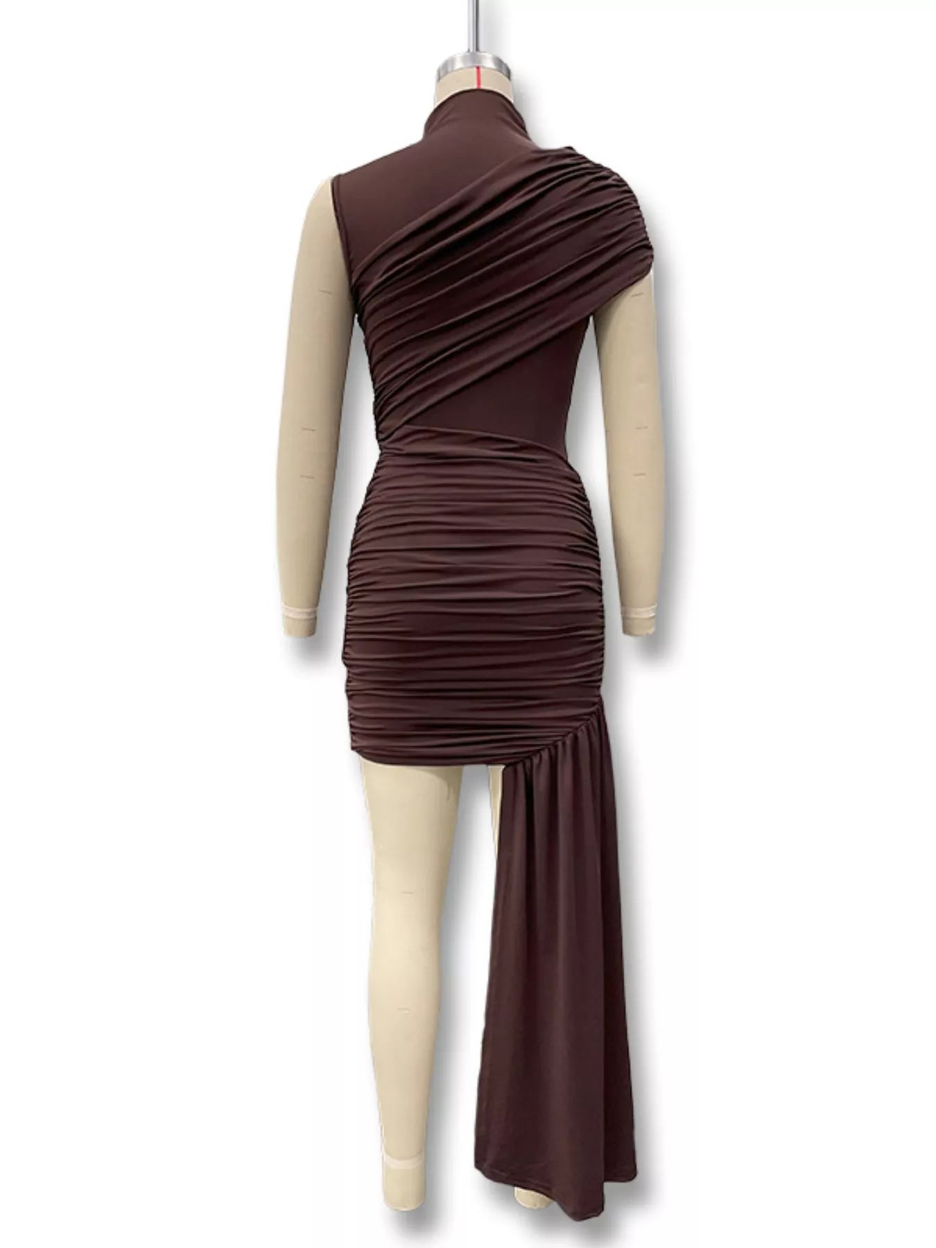 Ruched Mock Neck Stretch Dress